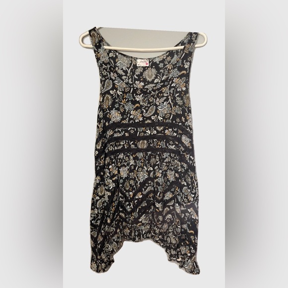 Free People Voile Trapeze Dress Lace Detail Paisley Print - Picture 1 of 6